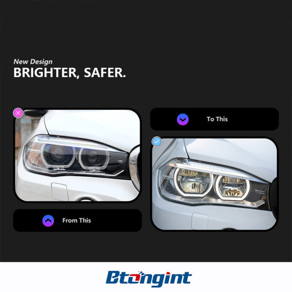 Projector Angel Eyes Headlight Assembly for 2014-2018 BMW X5 F15 High Version, Turn Signal Lamp.
