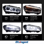 Projector Angel Eyes Headlight Assembly for 2014-2018 BMW X5 F15 High Version, Turn Signal Lamp.