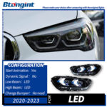LED Projector Headlight Assembly for 2016-2023 BMW X1 F48/F49, Arrow Style Turn Signal.