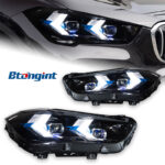 LED Projector Headlight Assembly for 2016-2023 BMW X1 F48/F49, Arrow Style Turn Signal.
