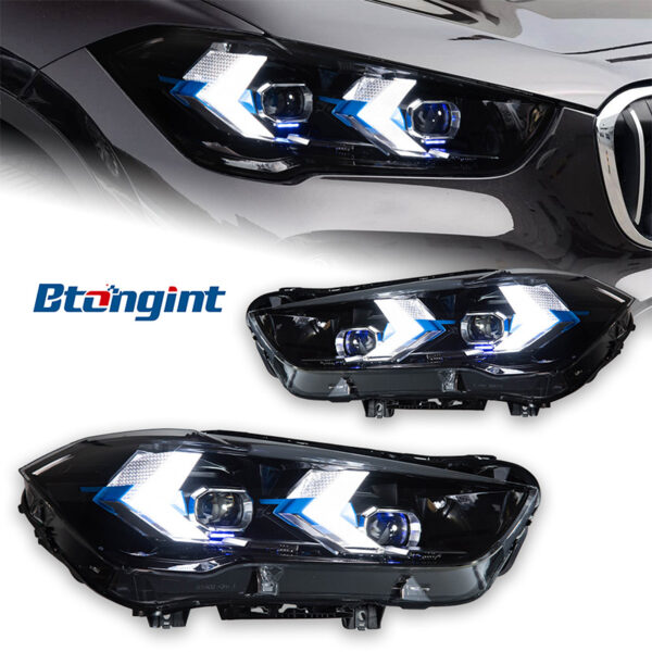 LED Projector Headlight Assembly for 2016-2023 BMW X1 F48/F49, Arrow Style Turn Signal.