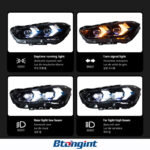 LED Projector Headlight Assembly for 2016-2023 BMW X1 F48/F49, Arrow Style Turn Signal.