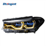 High Configuration Blue Frame Dual Color LED Scoop DRL Headlight Assembly for 2017-2020 BMW 5 Series G30 G38