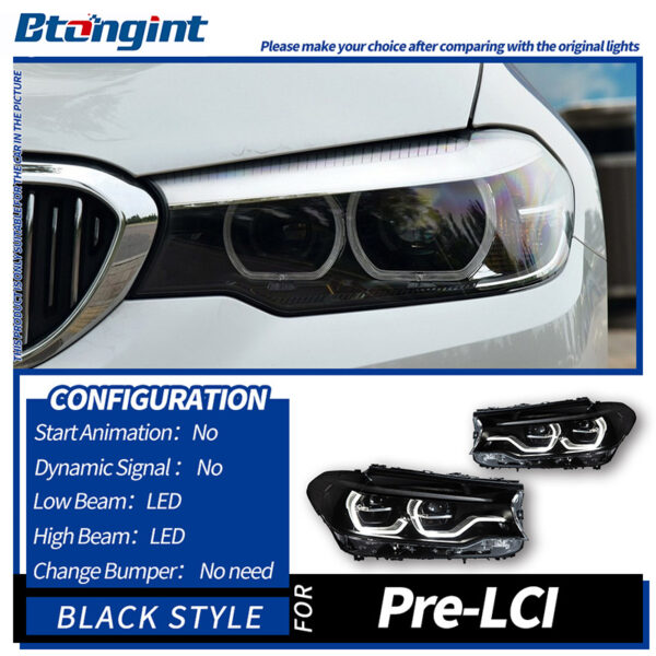 High Configuration Blue Frame Dual Color LED Scoop DRL Headlight Assembly for 2017-2020 BMW 5 Series G30 G38
