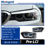 High Configuration Blue Frame Dual Color LED Scoop DRL Headlight Assembly for 2017-2020 BMW 5 Series G30 G38