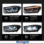 High Configuration Blue Frame Dual Color LED Scoop DRL Headlight Assembly for 2017-2020 BMW 5 Series G30 G38