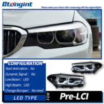 Headlight Assembly for BMW 5 Series G30 2018-2020, High Version G30 DRL Modification, Spoon Style Laser Lens