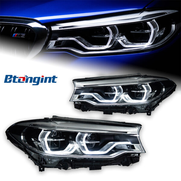 Headlight Assembly for BMW 5 Series G30 2018-2020, High Version G30 DRL Modification, Spoon Style Laser Lens