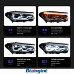 Headlight Assembly for BMW 5 Series G30 2018-2020, High Version G30 DRL Modification, Spoon Style Laser Lens