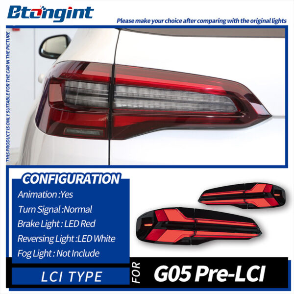 Tail Light Assembly for BMW X5 G05 2019-2023, Modified LED Rear Taillight with Running Light & Sequential Turn Signal