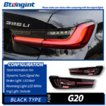 Tail Light Assembly for BMW 3 Series G20 G28 2019-2022, Modified Laser LED Taillight with Sequential Turn Signal