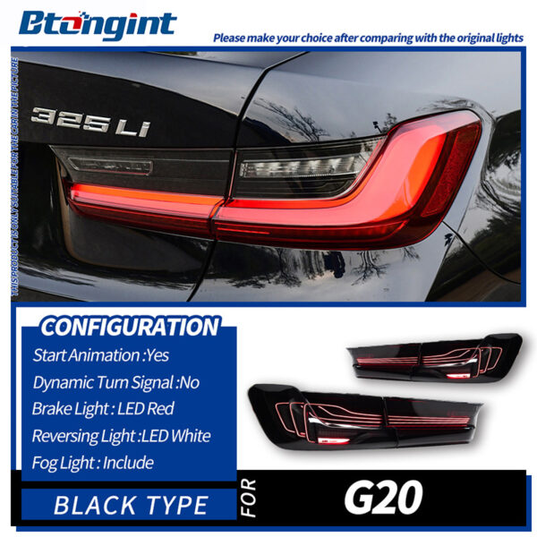 Tail Light Assembly for BMW 3 Series G20 G28 2019-2022, Modified Laser LED Taillight with Sequential Turn Signal