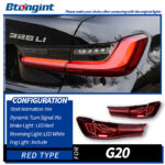 Tail Light Assembly for BMW 3 Series G20 G28 2019-2022, Modified Laser LED Taillight with Sequential Turn Signal