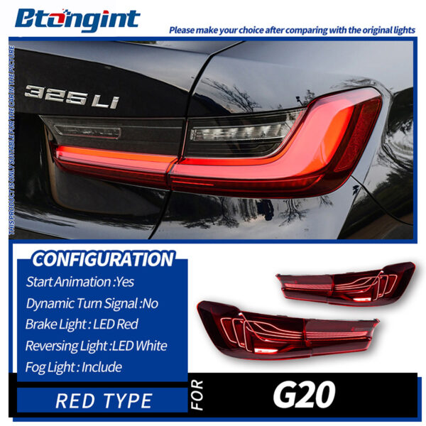 Tail Light Assembly for BMW 3 Series G20 G28 2019-2022, Modified Laser LED Taillight with Sequential Turn Signal