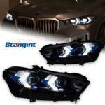Headlight Assembly for BMW X5 G05 2019-2022, Modified High Version LED Spoon DRL & Turn Signal.