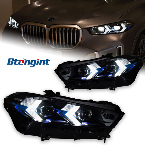 Headlight Assembly for BMW X5 G05 2019-2022, Modified High Version LED Spoon DRL & Turn Signal.