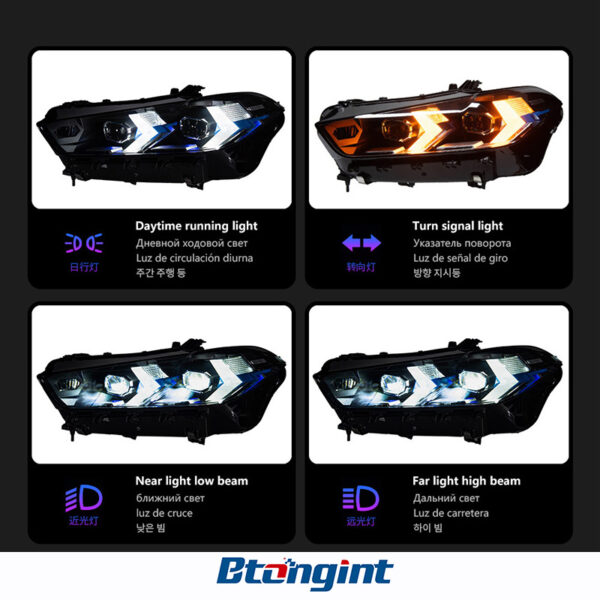 Headlight Assembly for BMW X5 G05 2019-2022, Modified High Version LED Spoon DRL & Turn Signal.