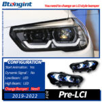 Headlight Assembly for BMW X5 G05 2019-2022, Retrofit Arrow Style Sequential DRL LED Projector Headlight.