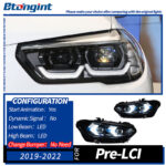 Headlight Assembly for BMW X5 G05 2019-2022, Retrofit Arrow Style Sequential DRL LED Projector Headlight.