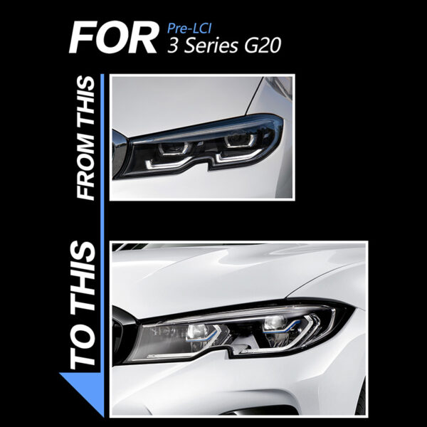 Headlight Assembly for BMW 3 Series G20 2019-2022, Retrofit LED Golden Eye DRL Bi-xenon Projector Headlamp.