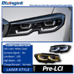 Headlight Assembly for BMW 3 Series G20 2019-2022, Retrofit LED Golden Eye DRL Bi-xenon Projector Headlamp.
