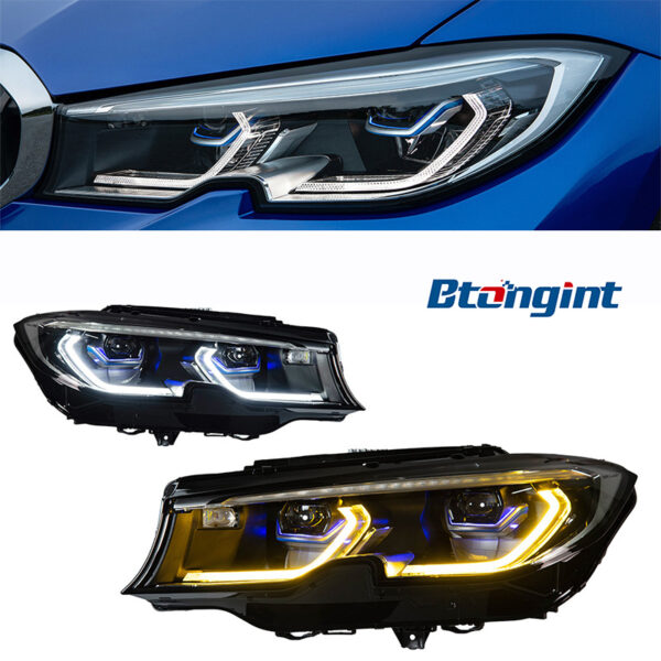 Headlight Assembly for BMW 3 Series G20 2019-2022, Retrofit LED Golden Eye DRL Bi-xenon Projector Headlamp.