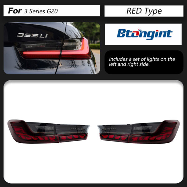 Tail Light Assembly for BMW 3 Series G20 G28 2019-2023, Retrofit Full-width Integrated LED Dragon Scale Taillamp