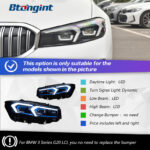 Headlight Assembly for BMW 3 Series G20 2019-2024, Retrofit New Style Double Hook Golden Angel Eyes LED Projector Headlamp