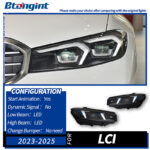 Headlight Assembly for BMW 3 Series G20 2019-2025, Retrofit Fangs Style LED Dual Color DRL & Turn Signal Lamp