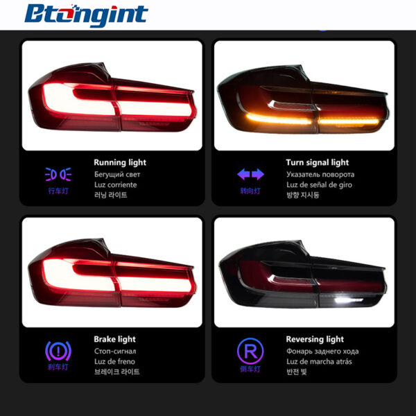 Tail Light Assembly for BMW F30 F80 M3 2013-2018, Retrofit LED Signal & Brake Light Styling Taillamp.