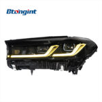 Headlight Assembly for BMW 5 Series G30 2018-2020, Retrofit Full Black Bi-Xenon Dual Beam Lens Headlamp with LED Turn Signal
