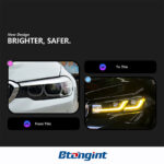 Headlight Assembly for BMW 5 Series G30 2018-2020, Retrofit Full Black Bi-Xenon Dual Beam Lens Headlamp with LED Turn Signal