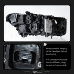 Headlight Assembly for BMW 5 Series G30 2018-2020, Retrofit Full Black Bi-Xenon Dual Beam Lens Headlamp with LED Turn Signal