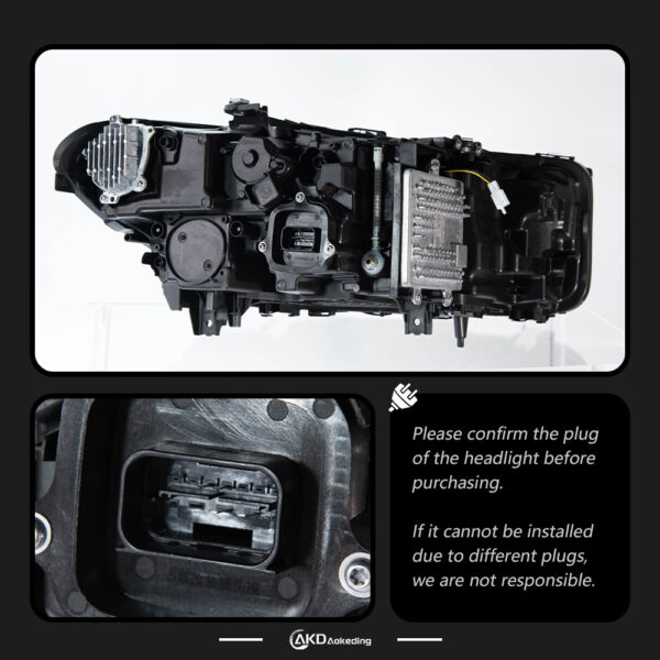 Headlight Assembly for BMW 5 Series G30 2018-2020, Retrofit Full Black Bi-Xenon Dual Beam Lens Headlamp with LED Turn Signal