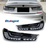 Tail Light Assembly for BMW 3 Series G20 2019-2023, Retrofit LED White Dragon Scale Taillight with Sequential Turn Signal.