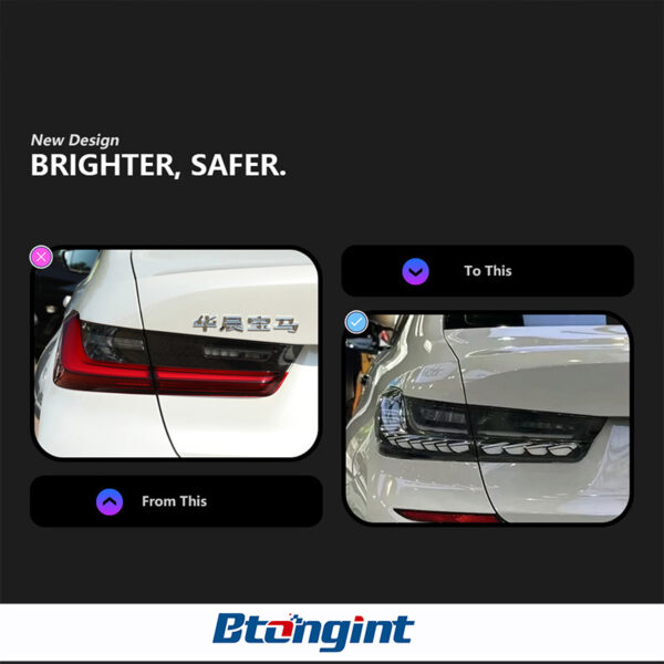Tail Light Assembly for BMW 3 Series G20 2019-2023, Retrofit LED White Dragon Scale Taillight with Sequential Turn Signal.