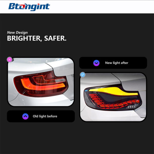 Tail Light Assembly for BMW 2 Series F22, Retrofit LED Dragon Scale Taillight with Running Light & Sequential Turn Signal