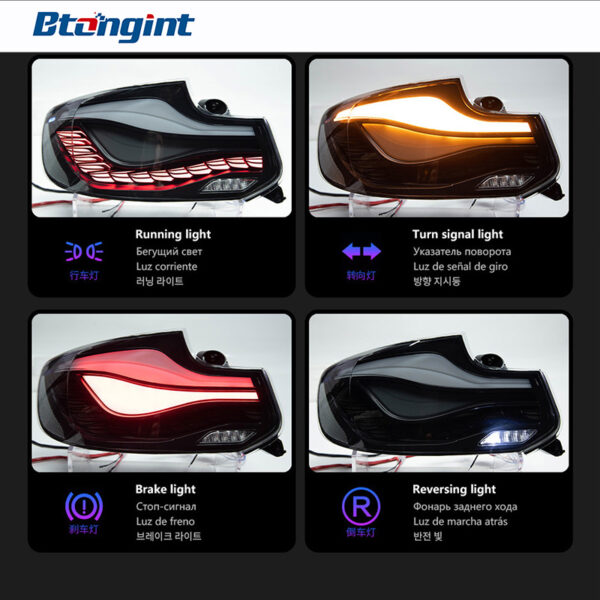 Tail Light Assembly for BMW 2 Series F22, Retrofit LED Dragon Scale Taillight with Running Light & Sequential Turn Signal
