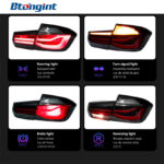 MP Style Smoked LED Tail Light Assembly For BMW 3 Series F30 F35, LCI Modified Sequential Dynamic Turn Signal.