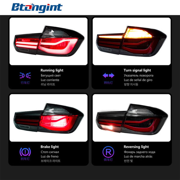 MP Style Smoked LED Tail Light Assembly For BMW 3 Series F30 F35, LCI Modified Sequential Dynamic Turn Signal.
