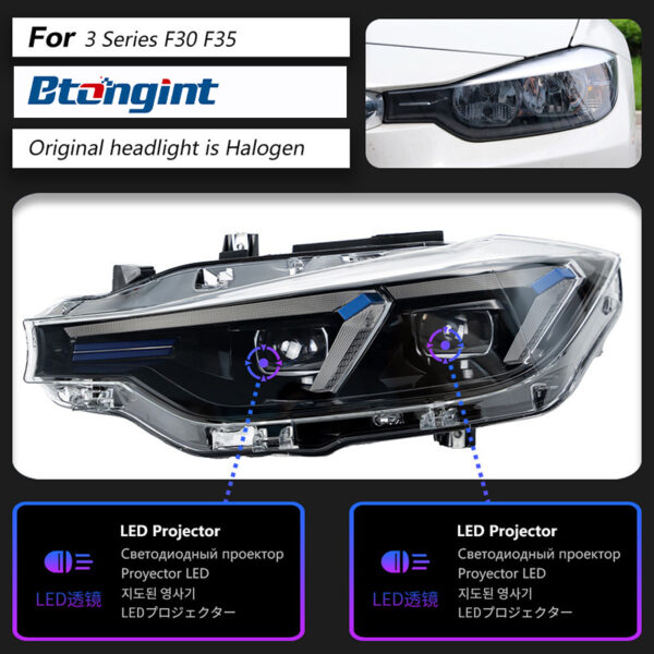 Dual Hook LED Headlight Assembly For BMW 3 Series F30, Modified DRL & Turn Signal Lamp.