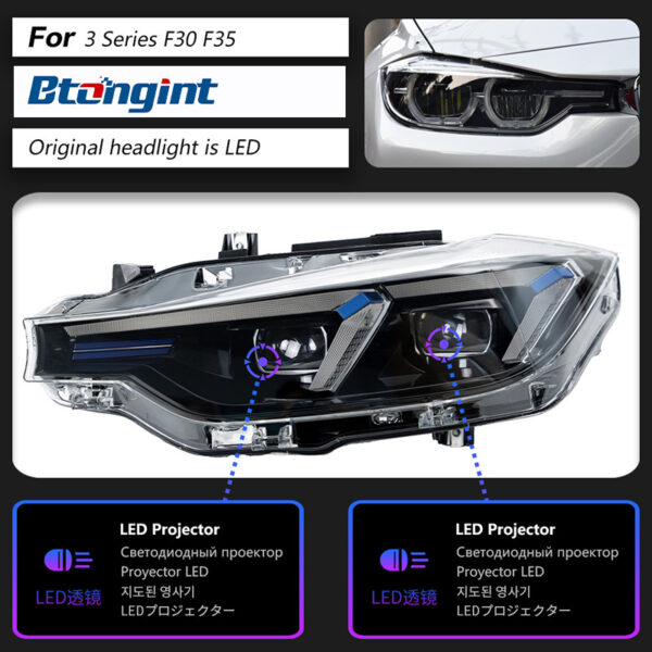 Dual Hook LED Headlight Assembly For BMW 3 Series F30, Modified DRL & Turn Signal Lamp.