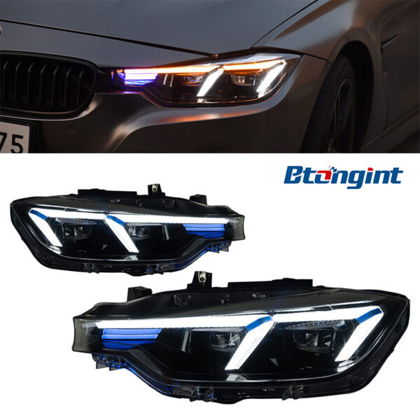 Dual Hook LED Headlight Assembly For BMW 3 Series F30, Modified DRL & Turn Signal Lamp.