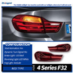 M4 CSL Style LED Tail Light Assembly For BMW 4 Series F32 2013-2019, Modified Sequential Dynamic Turn Signal.