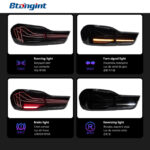 M4 CSL Style LED Tail Light Assembly For BMW 4 Series F32 2013-2019, Modified Sequential Dynamic Turn Signal.