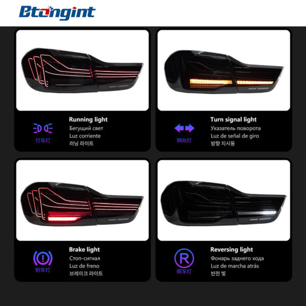 M4 CSL Style LED Tail Light Assembly For BMW 4 Series F32 2013-2019, Modified Sequential Dynamic Turn Signal.