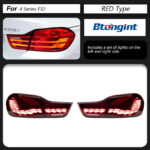 New Dragon Scale LED Tail Light Assembly For BMW 4 Series F32 F36, Sequential Turn Signal & Brake Light.