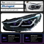 Blueberry Style LED Projector Headlight Assembly For BMW 5GT F07, LED DRL Sequential Turn Signal.