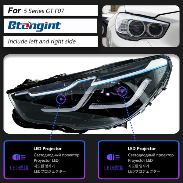 Blueberry Style LED Projector Headlight Assembly For BMW 5GT F07, LED DRL Sequential Turn Signal.