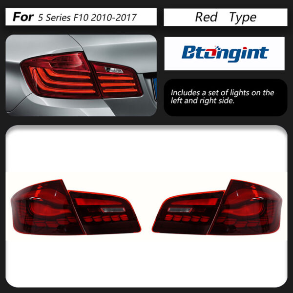 Dragon Scale LED Tail Light Assembly For BMW 5 Series F10 F18, Dynamic Scanning Sequential Turn Signal.